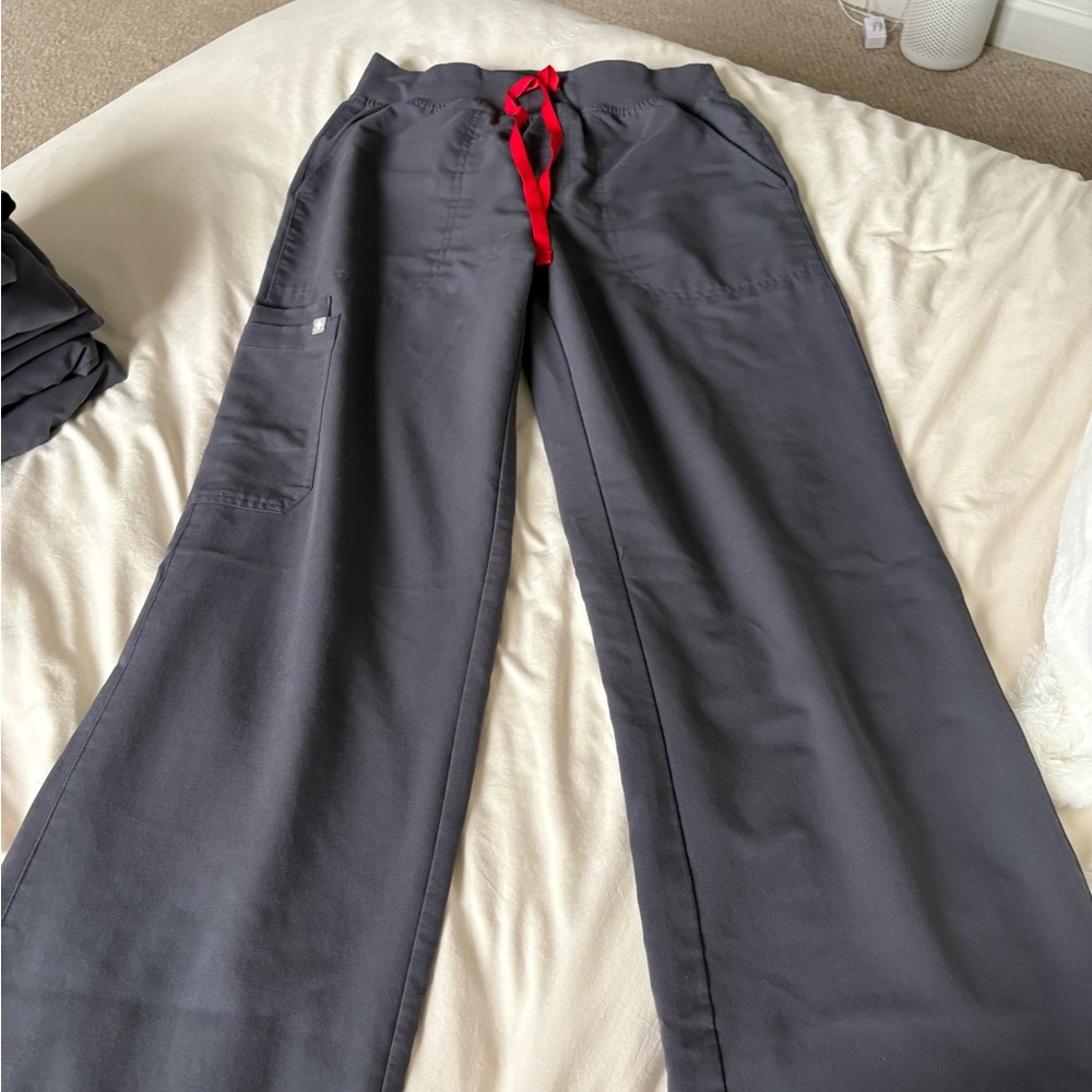 Figs Charcoal high waisted wide leg scrub pant